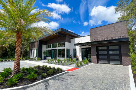 NuVision Builders Black Aluminum Canopy And Business Sign On Titusville Office